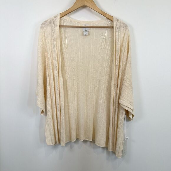 Joie Open Front Cardigan Womens Medium Cream Lightweight Short Sleeve Linen NWT - Picture 1 of 8